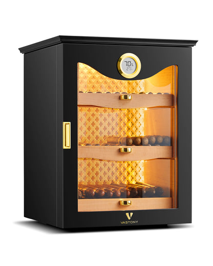 LED Backlit Cigar Humidor for the Discerning Aficionado-Black