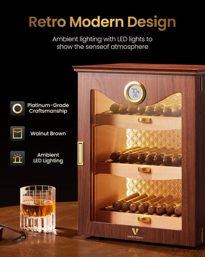 LED Backlit Cigar Humidor for the Discerning Aficionado-Brown