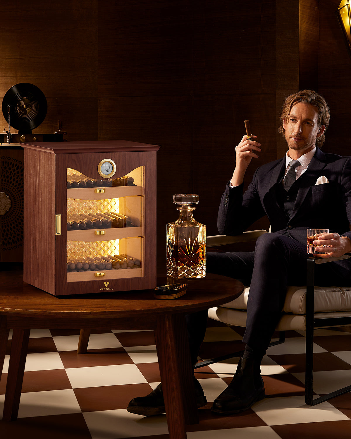 LED Backlit Cigar Humidor for the Discerning Aficionado-Brown